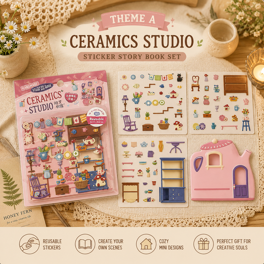 Whimsical Sticker Story Books- embroidered sticker set