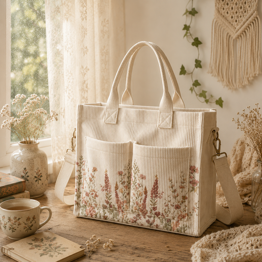Meadow Bloom Corduroy Tote
