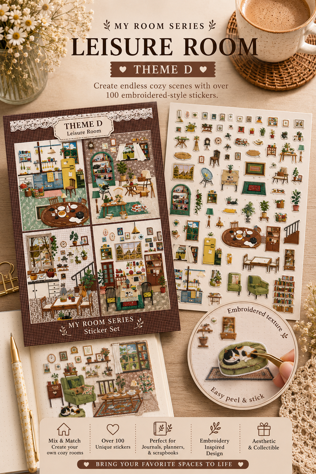 My Room Series – Embroidered Style Sticker Set