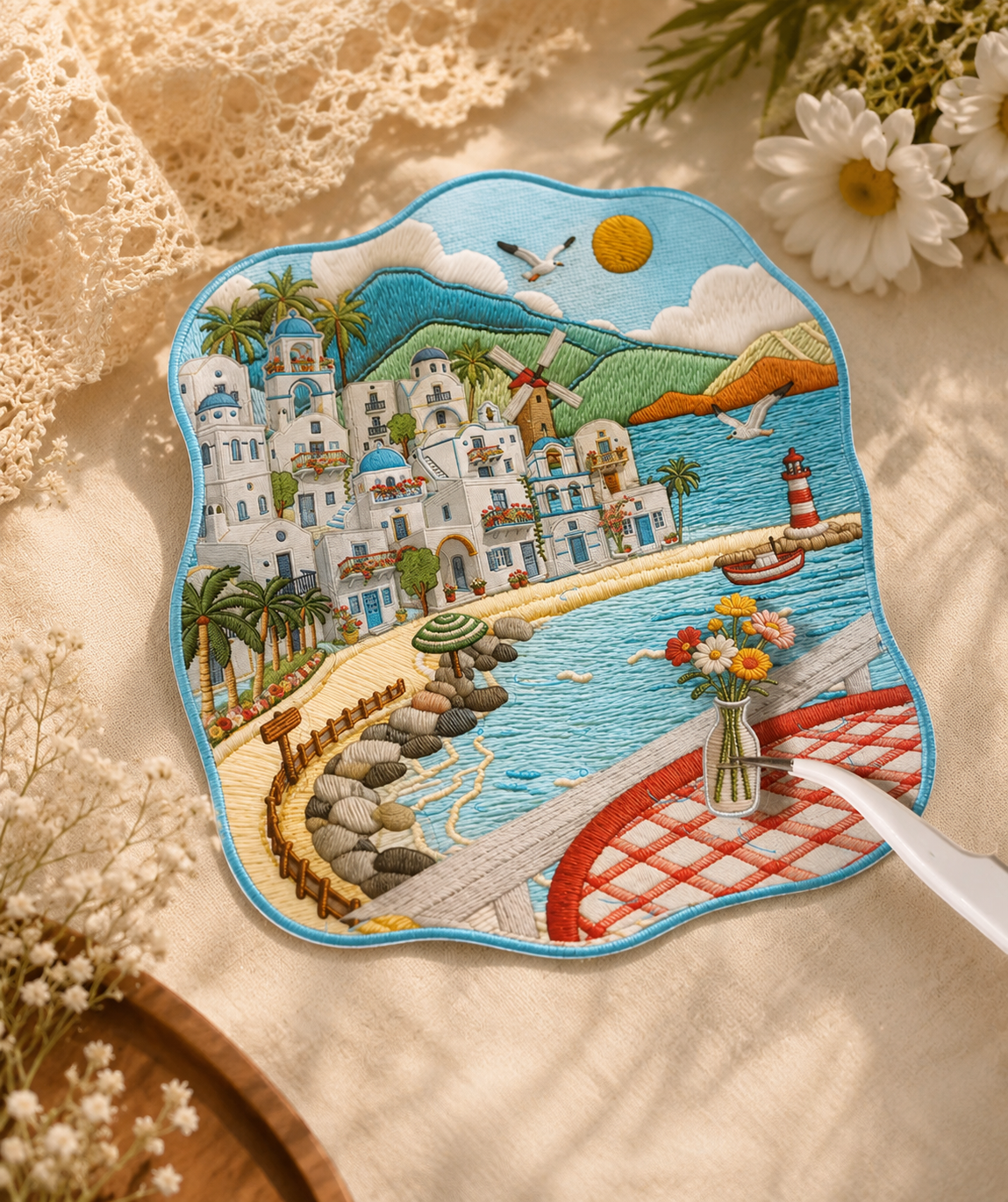 Small Town Stroll - Embroidered Style Sticker Set