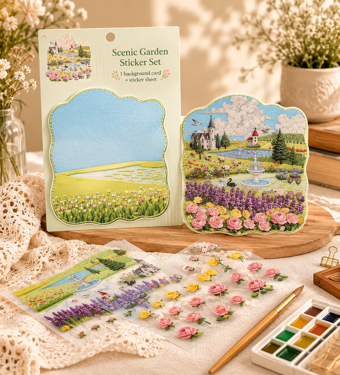 Small Town Stroll - Embroidered Style Sticker Set