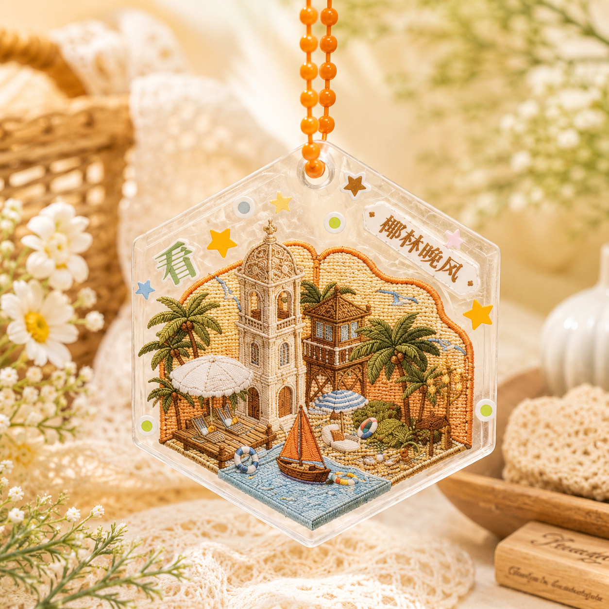 Enchanted Manor Collection 8 Miniature Embroidered Scene Sticker Set