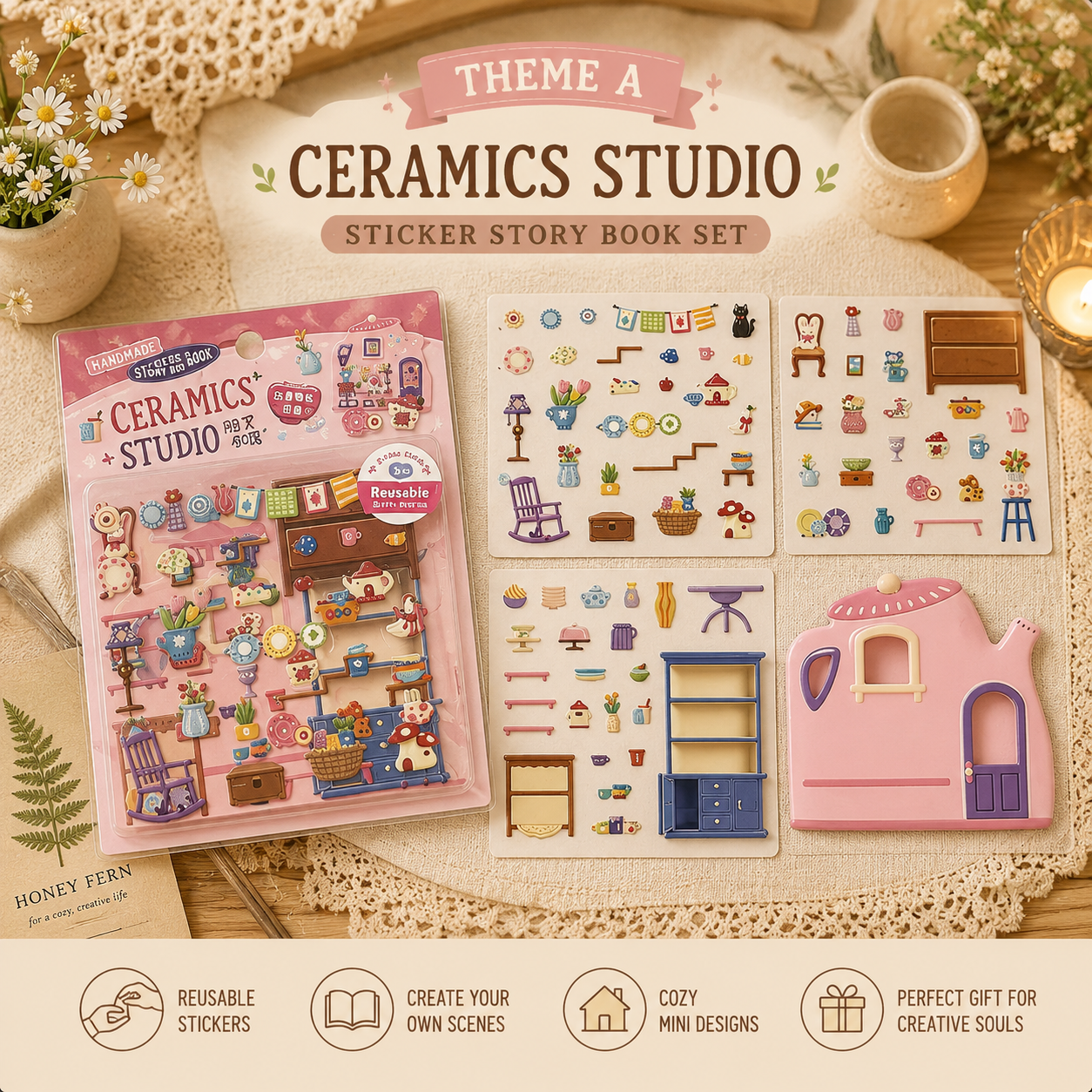 Whimsical Sticker Story Books- embroidered sticker set