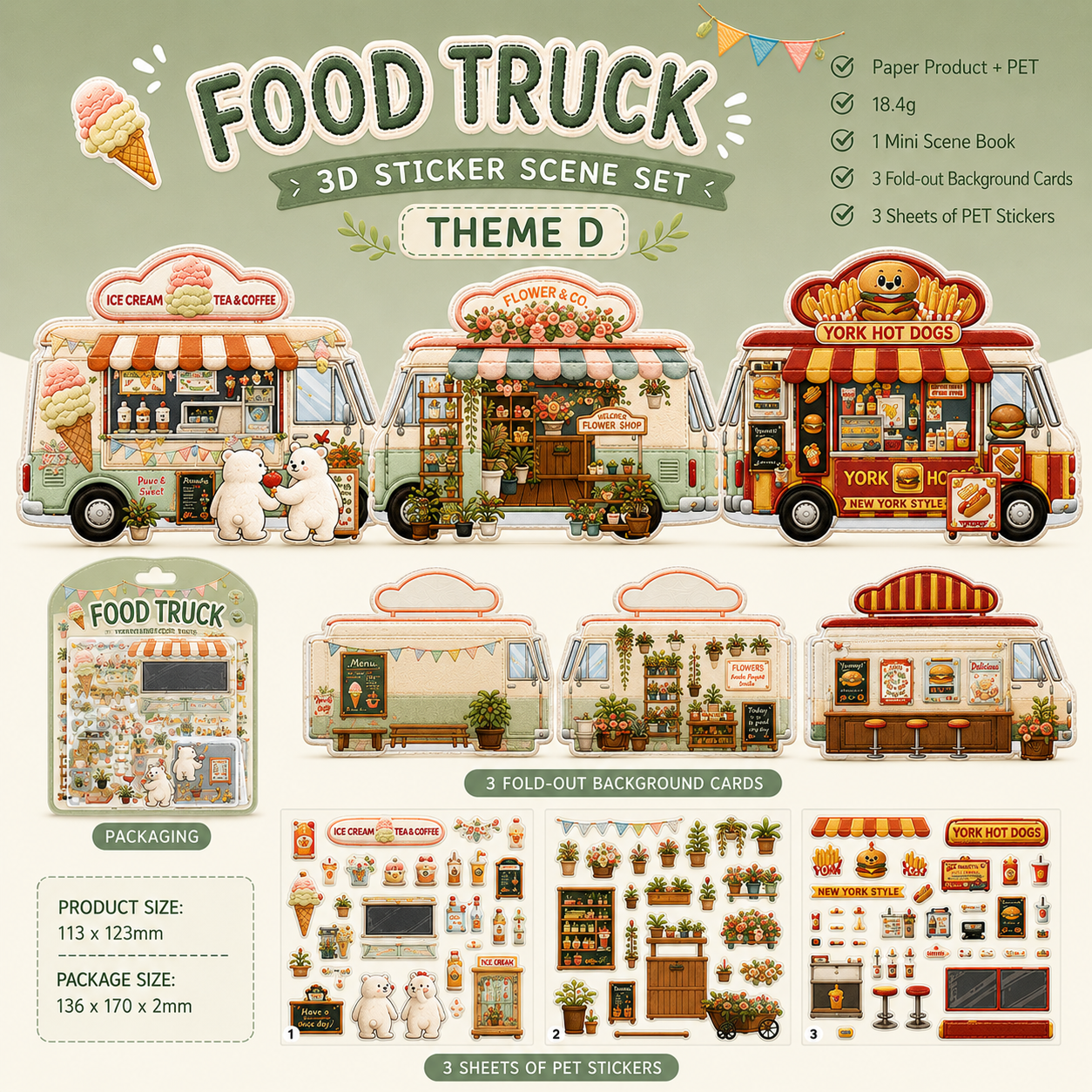Tiny Town Sticker Scenes – Food Truck Edition