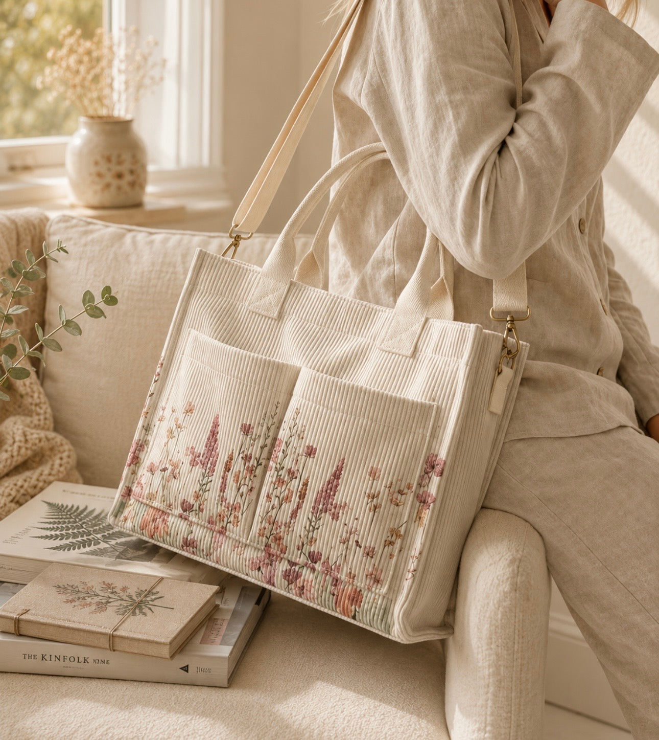 Meadow Bloom Corduroy Tote