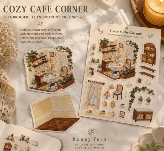 Garden Tea Nook – embroidered style Sticker Set