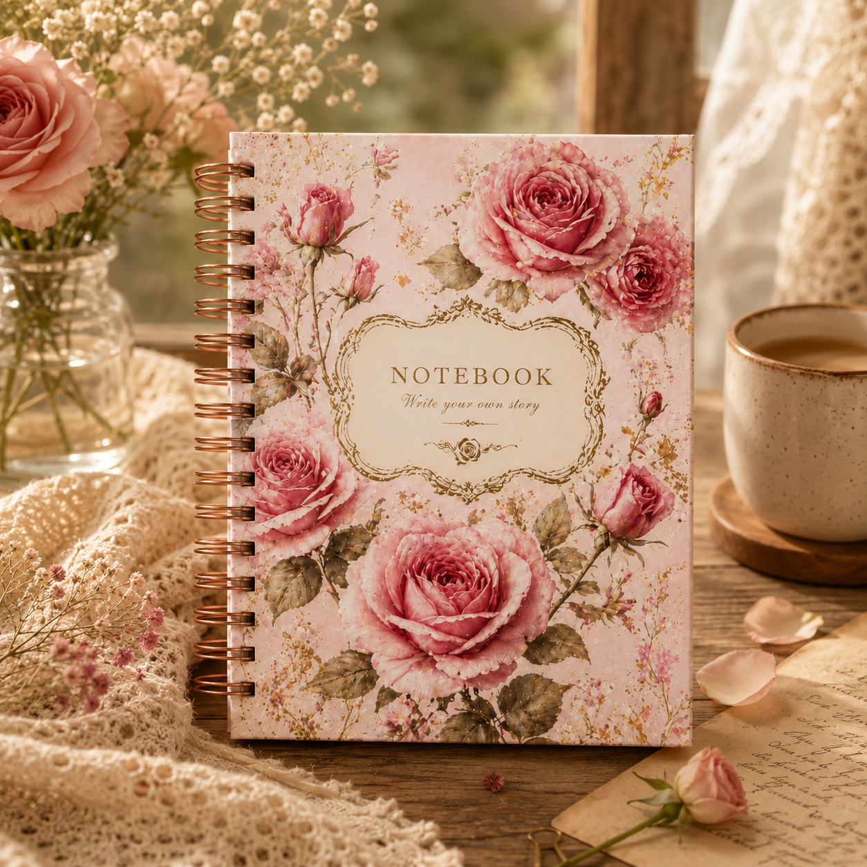 Retro Rose Garden Note Book