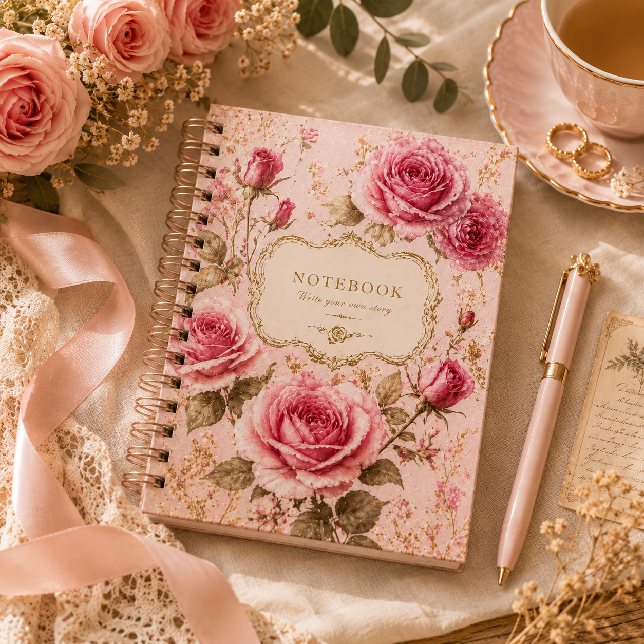 Retro Rose Garden Note Book